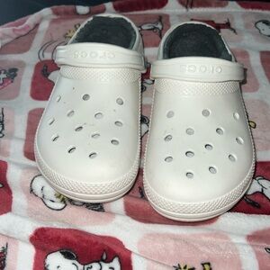 Fleece lined white crocs
